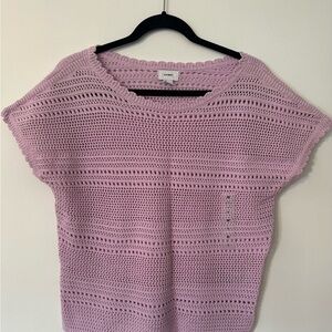 Old Navy Lavender Pink Crochet Knit Top Womens M Office Cadual